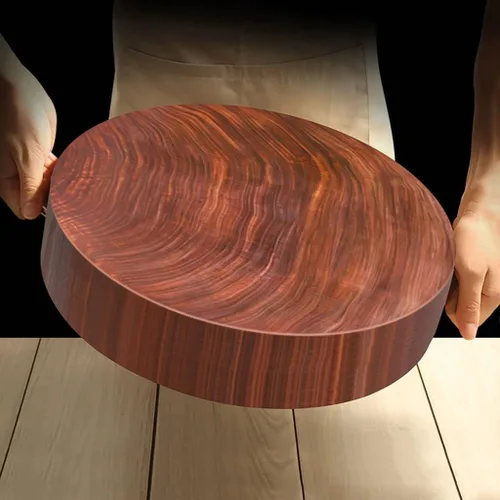 Vista 3 de Wood Butcher for Kitchen with Handles Round Heavy Duty Cutting Board with Handles for Meat Vegetables(30cm/11.8in)