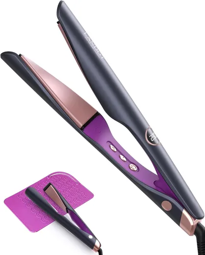 Vista 9 de LANDOT Plancha para el cabello y rizador 2 en 1: crea ondas de salón, rizos y estilos lisos en casa Placas flotantes, anti-frizz y sin enredos