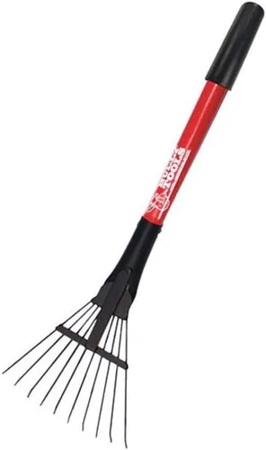 Vista 2 de Bully Tools Rastrillo para arbustos – Rastrillo pequeño con púas de acero templado y mango de fibra de vidrio para espacios reducidos, herramienta