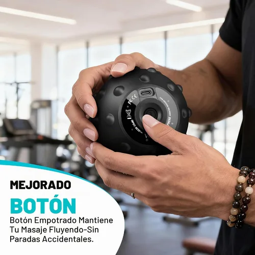 Vista 2 de Bola de Masaje Vibratória Vulken para Recuperación Muscular con SphereStrap – Objetivo Áreas de Difícil Acceso, Masaje de Espalda Sin Manos. Bola