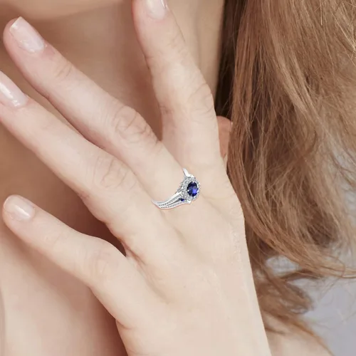 Vista 2 de Anillo de compromiso para mujer con piedras preciosas de platino