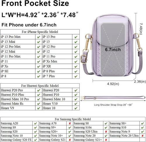 Vista 3 de KUKOO Pequeñas bolsas cruzadas para teléfono con ranuras para tarjetas, cartera para teléfono celular para viajes de compras