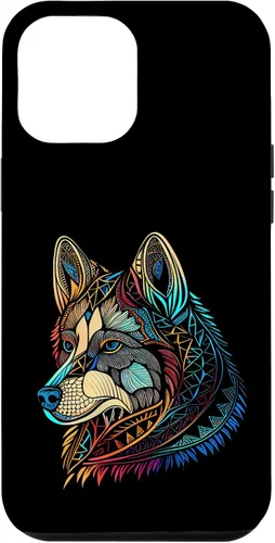 Vista 6 de iPhone 14 Flor Floral Lindo Perro Cara Cabeza Colorida Mandala - Estuche Husky