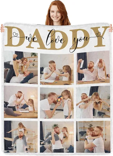 Vista 43 de Regalos personalizados de cumpleaños para el Día del Padre, para papá, abuelo, hombres, manta personalizada con fotos para mi papá, regalos de hija