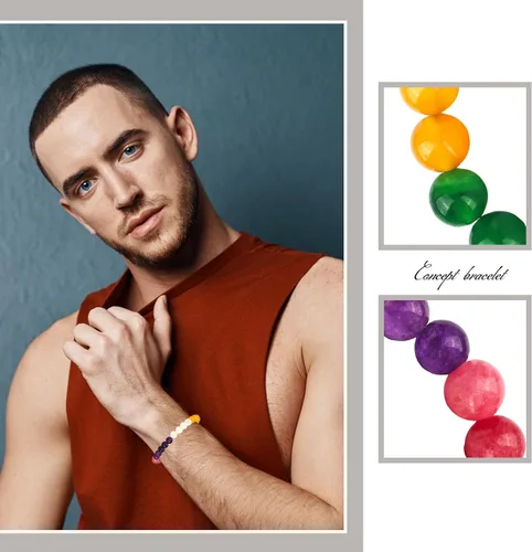Vista 5 de Money Wealth Success Pulsera de protección para hombres y mujeres, 0.315 in, piedra natural, jade y citrino, ágata de la suerte, pulsera