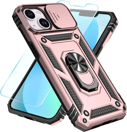 Vista 20 de SunStory Funda compatible con iPhone 12 Pro Max con protector de pantalla HD, cubierta de cámara deslizante y soporte de anillo giratorio