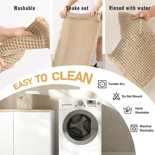 Vista 8 de JIUZHEN Tapete de Baño Mejorado con Diseño de Gofre Súper Absorbente Tapetes de Baño Antideslizantes Alfombras de Baño Lavables a Máquina de Secado