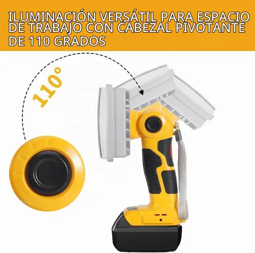 Vista 5 de DTEZTECH Luz de trabajo LED inalámbrica para batería Dewalt de iones de litio de 20 V máximo, linterna de 40 W 4200 lm con puerto USB, luz