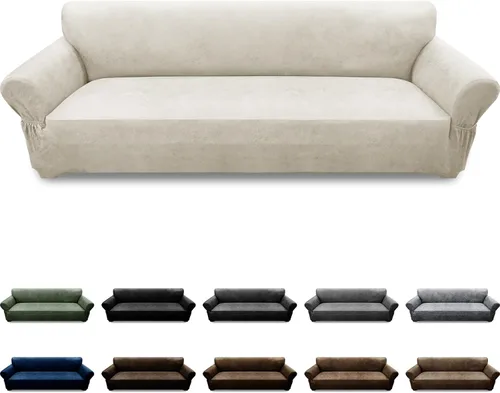 Vista 13 de Fundas para Sillón de 2 Piezas con Cojín en T, Fundas de Aspecto de Cuero para Sofá, Fundas para Sillas, Protector de Muebles Elástico, Funda