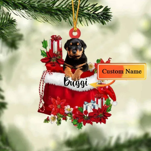 Vista 36 de Perro Akita Inu personalizado en bolsa de regalo, adorno de Navidad, nombre personalizado, regalo para amantes de los perros, familia, Navidad