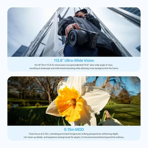 Vista 4 de Viltrox AF 9mm F2.8 Air APS-C lente para Sony E Mount, lente STM de enfoque automático de retrato de gran angular ultra amplio de 113.8° compatible