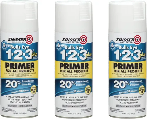 Vista 3 de Zinsser 272479 Bulls Eye 1-2-3 Plus Spray Primer, 13 onzas, Blanco