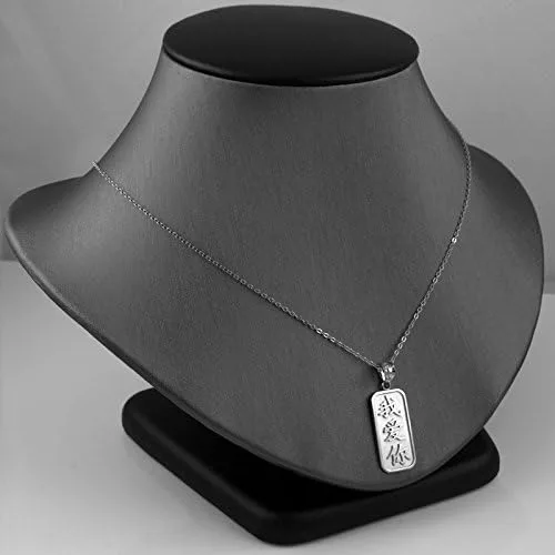 Vista 2 de Collar chino con símbolo "I Love You" de plata de ley