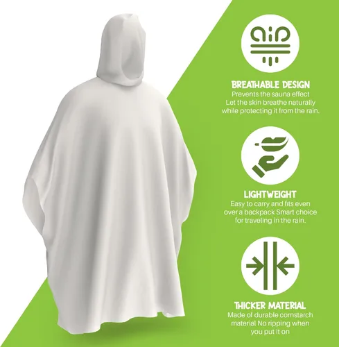 Vista 3 de Hagon PRO Ponchos de lluvia desechables para adultos (paquete de 5)