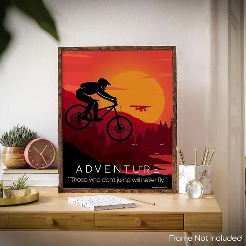 Vista 4 de Inspirational Wall Art Co. - Aventura - Póster de rampa de bicicleta de montaña Offroad con citas motivacionales, póster impreso para decoración
