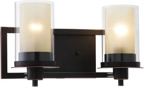 Vista 4 de Juno 73467 - Aplique de pared de bronce aceitado con 1 luz y vidrio transparente
