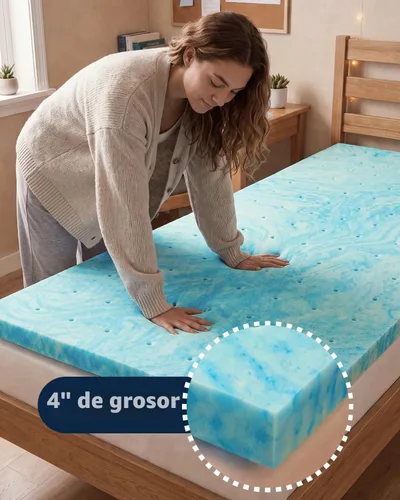 Vista 7 de Cubrecolchón de espuma viscoelástica individual de 2 pulgadas - Protector de colchón de gel refrescante