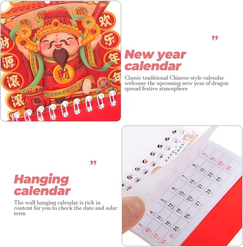 Vista 5 de Calendario del año del dragón chino de 12 piezas, calendario del año chino 2024, lunar propicio para la nueva prosperidad de la buena suerte