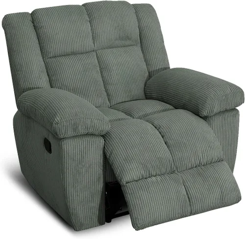 Vista 15 de Juego de sofá reclinable para muebles de sala de estar, juego de sofá y silla reclinable de pana verde, tela manual, sofá reclinable de 3 plazas