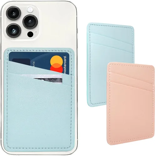 Vista 8 de Cartera de cuero para teléfono, soporte adhesivo para tarjetas de crédito para funda de teléfono, compatible con iPhone, Samsung, Android y todos