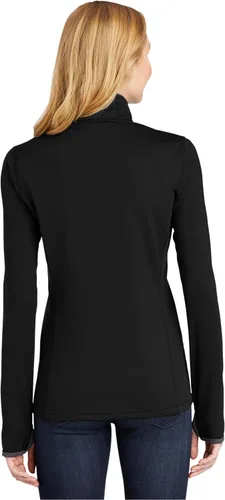 Vista 3 de SPORT-TEK Chamarra Sport-Wick flexible con contraste de cremallera completa para mujer Negro/Gris Carbón