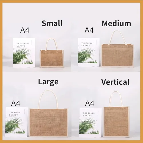 Vista 6 de TopTie 6 bolsas de yute reutilizables de arpillera para compras de comestibles, bolsa de dama de honor para boda