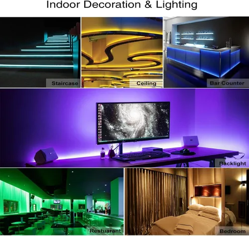 Vista 8 de DAYBETTER Tira de luces LED de 16.4 pies que cambian de color impermeable con control remoto