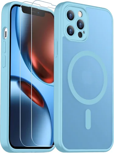 Vista 187 de SPIDERCASE Funda magnética translúcida diseñada para iPhone 11, con 2 protectores de pantalla de vidrio templado, antihuellas, para iPhone 11 de 6.1