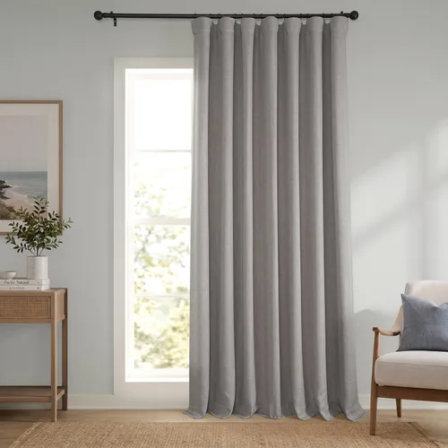 Vista 45 de HPD Half Price Drapes - Cortinas de lino sintético para sala de estar (2 paneles) - 100 pulgadas de ancho x 84 pulgadas de largo - Cortinas