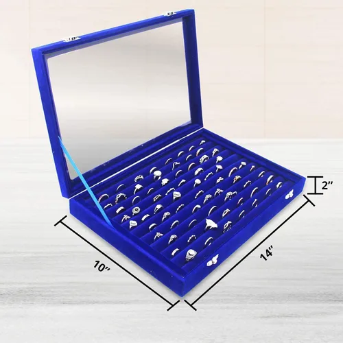 Vista 2 de Estuche organizador de anillos Soporte de múltiples anillos de 11 filas Organizador de bandeja de joyería con tachuelas Caja de almacenamiento