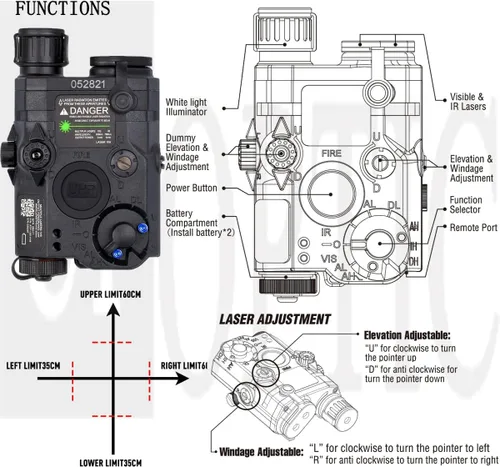 Vista 3 de Airsoft PEQ 15 PEQ caja IR láser verde vista láser blanco linterna LED para AEG GBB CQB