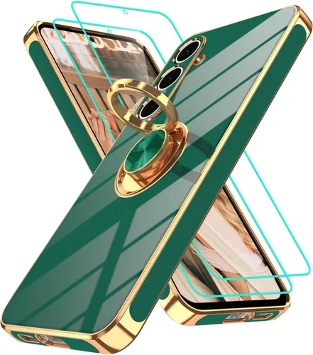 Vista 329 de Funda para Motorola Moto G 5G 2024: Funda Moto G Play 5G 2024 con 2 piezas de protectores de pantalla, soporte de anillo de rotación de 360°