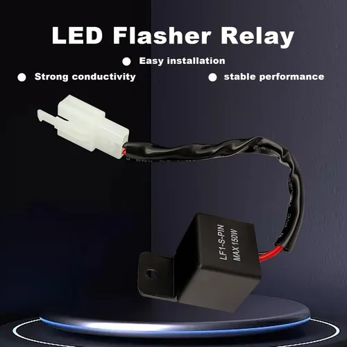 Vista 6 de Relé intermitente LED de 2 pines, relé de 12 V para relés de señal de giro LED de coche, relé de flash ajustable, kit de conectores de cableado