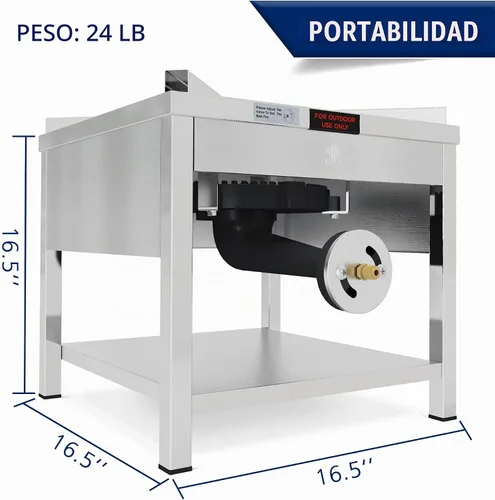 Vista 5 de ARC - Juego de quemadores de propano de acero inoxidable de 69 cuartos de galón con quemador de propano de 200,000 BTU, wok resistente de 25