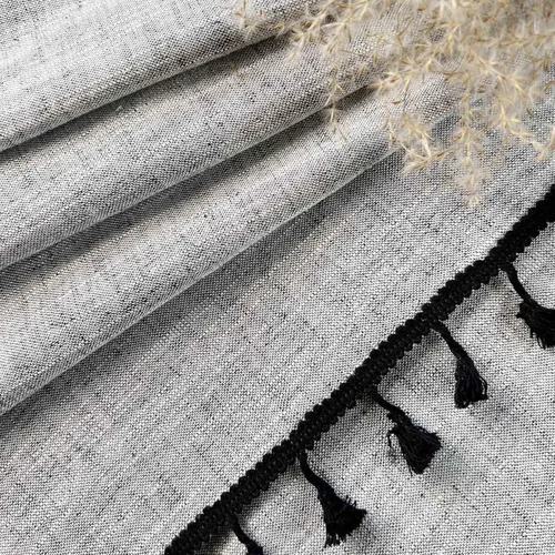 Vista 2 de Cortinas de cocina con borlas boho de 36 pulgadas de largo, modernas, de granja, de algodón y lino, cortinas cortas de cafetería para baño, ventana