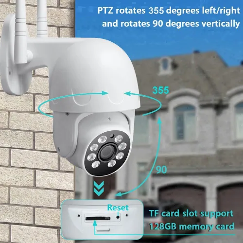 Vista 4 de Cámara IP PTZ de seguridad inalámbrica 1080P HD, 2 GHz 5 GHz WiFi dual P2P Pan/Tilt detección de movimiento seguimiento automático, alerta de foco