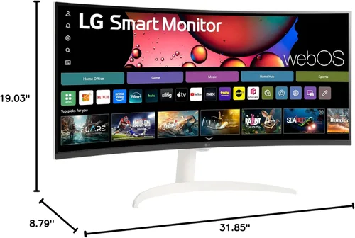 Vista 12 de LG 34SR60QC-W 34 pulgadas QHD (3440x1440) Monitor inteligente curvo con transmisión, pantalla ultraancha, webOS, HDR10, 100Hz, altavoz incorporado