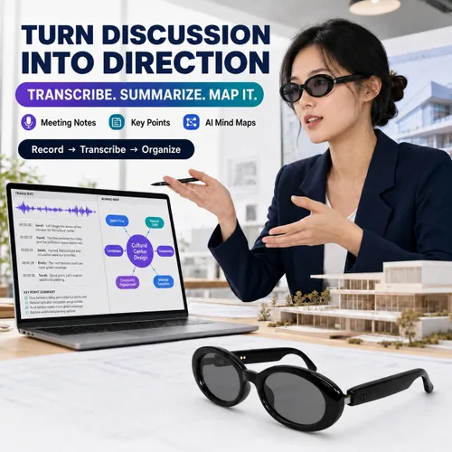 Vista 10 de GenXenon Negro Cat-Eye Chic Smart Translation Gafas de sol polarizadas Marrón