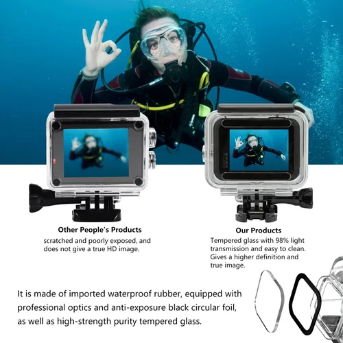 Vista 6 de Suptig Funda impermeable protectora para buceo subacuático compatible con GoPro Hero 8, color negro, resistente al agua, 196 pies (196.9 ft)