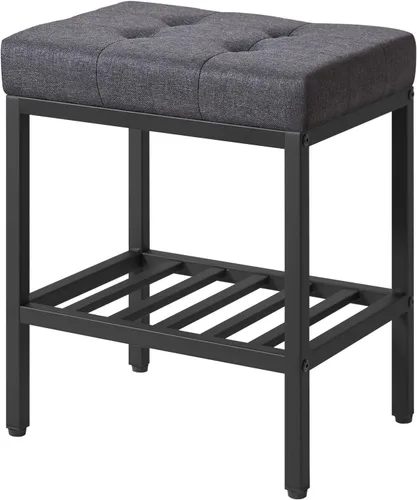 Vista 12 de IBUYKE Taburete de maquillaje rectangular con pies ajustables y espacio de almacenamiento, silla reposapiés, asiento de tocador de PU, multiusos
