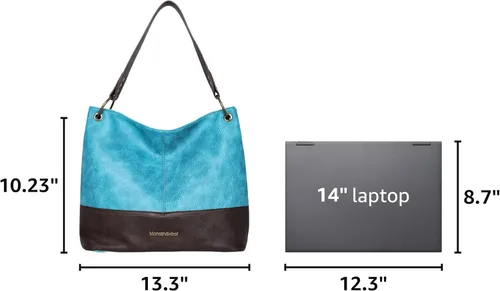Vista 3 de Carteras para mujer, bolsos hobo para mujer, bolso de hombro holgado *Turquesa