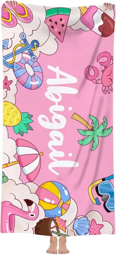 Vista 15 de Toalla de playa personalizada con nombre personalizado, secado rápido, niños adultos A-mariposas