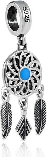Vista 2 de Plata de ley 925encanto Dream cather Encanto Wing encanto flor encanto para pandora pulsera