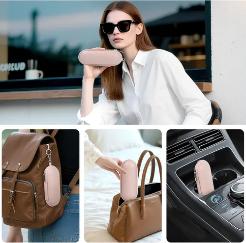 Vista 6 de Estuche delgado para lentes, organizador portátil de lentes de sol de viaje con mosquetón, almacenamiento de gafas con cremallera para hombres