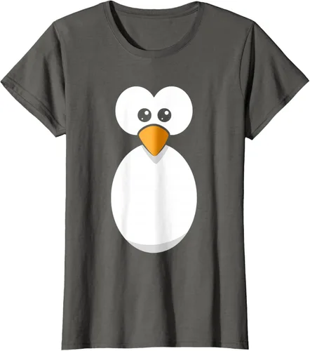 Vista 56 de Camiseta divertida con diseño de cara de pingüino o disfraz fácil, color negro, talla S