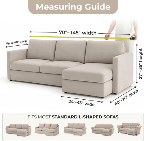 Vista 3 de PAULATO BY GA.I.CO. Funda de Sofá Seccional - Funda para Sofá en Forma de L con Chaise - Fundas Lavables para Sofá Esquinero - Funda Elástica