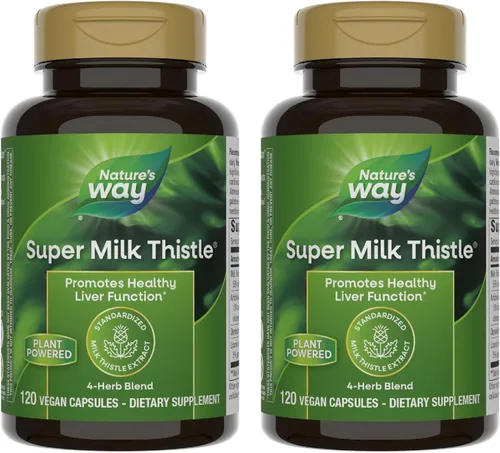 Vista 7 de Nature's Way Super Milk Thistle, promueve la función hepática saludable*, mezcla de 4 hierbas, vegano, 120 cápsulas