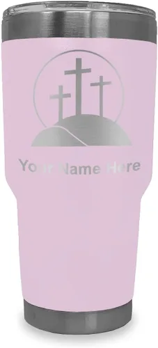 Vista 18 de LaserGram Vaso aislado al vacío de 20 onzas, cruz de calvario, grabado personalizado incluido (negro)