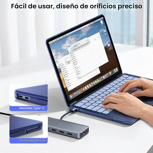 Vista 5 de BlueSwan para MacBook Neo Case 13 pulgadas 2026 Release A18 Pro Chip Modelo Índigo transparente