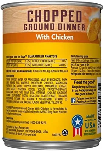 Vista 2 de Pedigree Cena molida picada con comida enlatada de pollo para perros (paquete de 2) 2